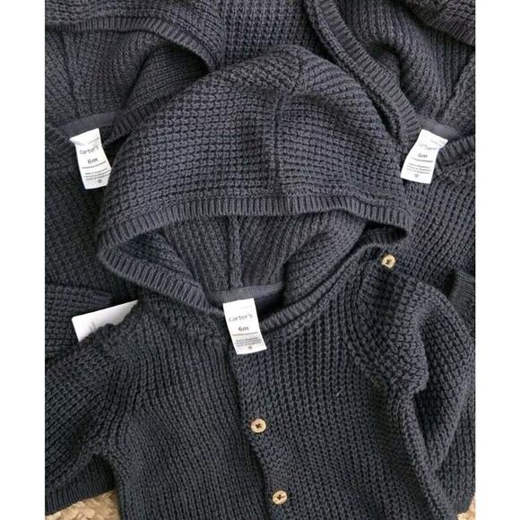 Carters Baby Waffle Knit Hooded Cargigan Unisex Size‎ 6mos Grey NWT- S9 - Picture 4 of 4